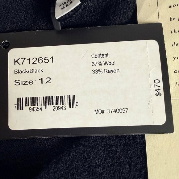 St. John Collection Skirt Womens 12 Black Wool Rayon Santana Knit Fringe Hem - Picture 3 of 7